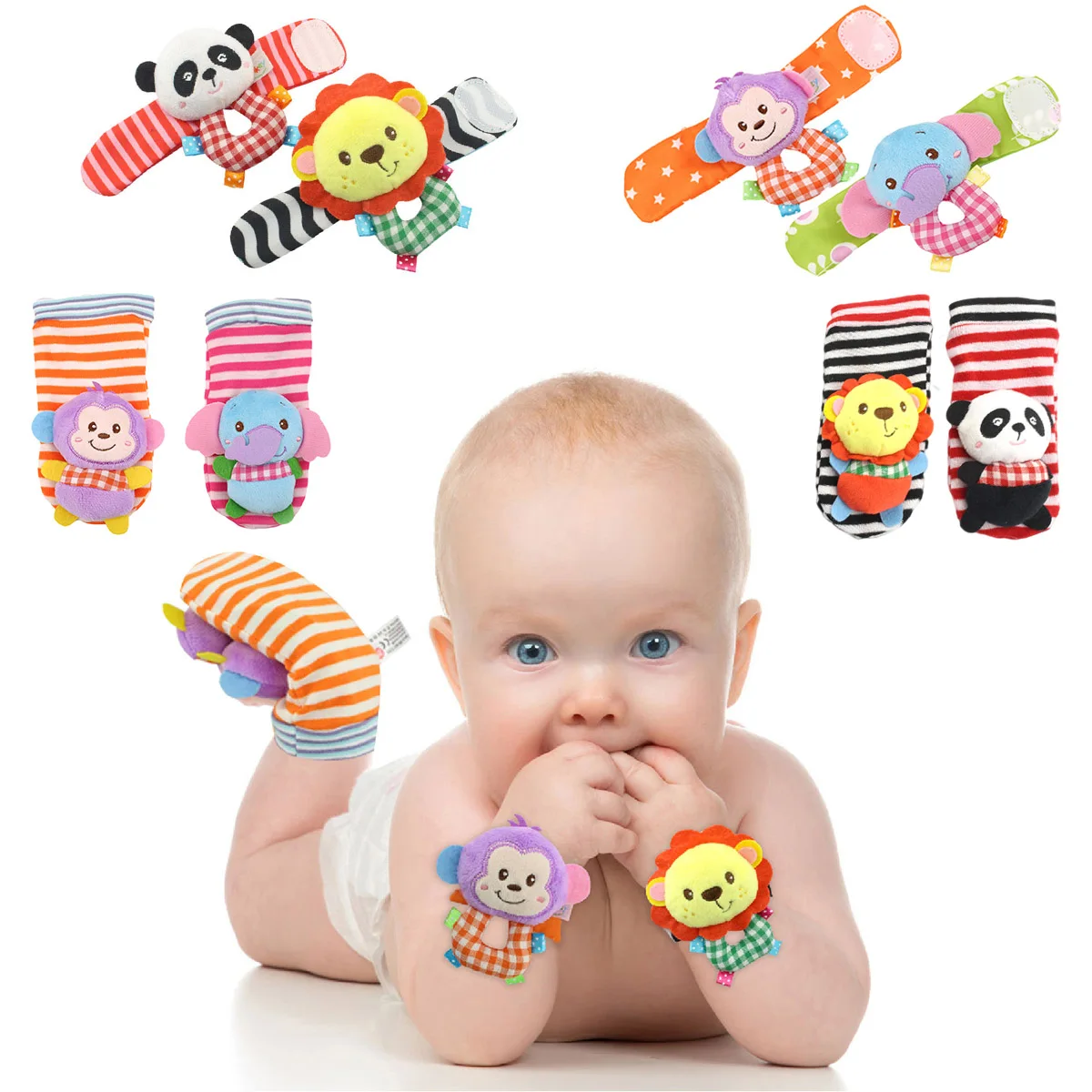 Baby rattle socks stereo cartoon animal elephant monkey Lion panda toys infant Foot Socks Wrist band
Baby rattle socks stereo cartoon animal elephant monkey Lion panda toys infant Foot Socks Wrist band