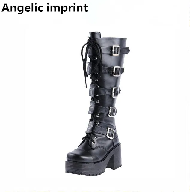 Angelic imprint mori girl Women motorcycle punk boots lady high heels lolita shoes woman princess dress party pumps 8cm red 40
Angelic imprint mori girl Women motorcycle punk boots lady high heels lolita shoes woman princess dress party pumps 8cm red 40