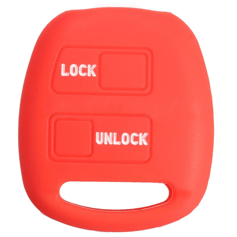 2 Button Silicone Remote Key Case Cover Shell For To-yota Rav4 Echo Yaris Red New