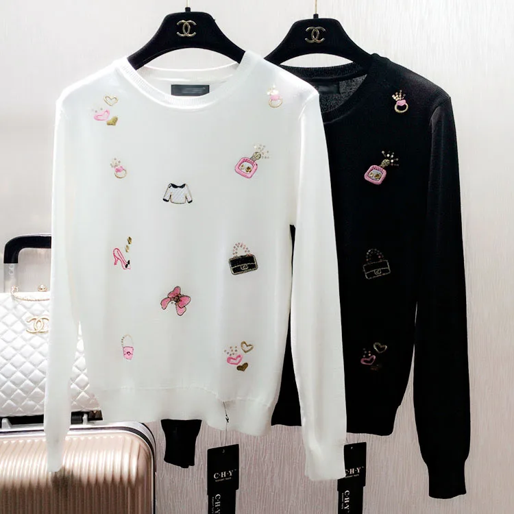 spring 2016 Korean fashion sweet college embroidery sweater long sleeved knit jacket students coat pullovers black white pink
spring 2016 Korean fashion sweet college embroidery sweater long sleeved knit jacket students coat pullovers black white pink