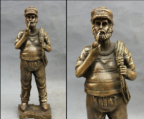 14" Chinese Bronze Copper Carved West Seaman Sailor Boatman Man Mariner Statue
14" Chinese Bronze Copper Carved West Seaman Sailor Boatman Man Mariner Statue