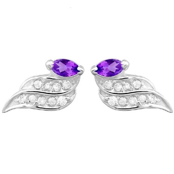 Earrings Qi Xuan_fine Jewelry_Purple Stone Leaf Stud Earrings_S925 Solid Sliver Purple Stone Earrings_Factory Directly Sales
Earrings Qi Xuan_fine Jewelry_Purple Stone Leaf Stud Earrings_S925 Solid Sliver Purple Stone Earrings_Factory Directly Sales