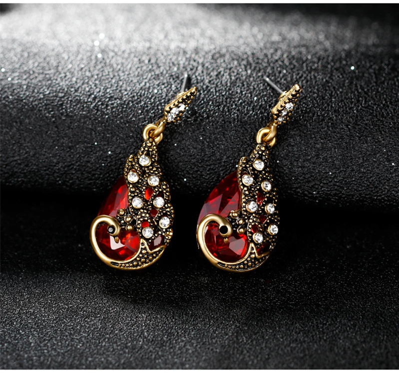 Creative Imitate Crystal Circle Opal Peacock Jewelry Sets Peacocks Necklace Drop Earrings Set For Women Gift CH012 (15)