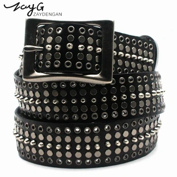 ZAYG Punk Leather Man and Woman Belts Metal Rivets White Black Genuine Leather Belts Fashion Luxury Pin Buckle Leather Straps
ZAYG Punk Leather Man and Woman Belts Metal Rivets White Black Genuine Leather Belts Fashion Luxury Pin Buckle Leather Straps