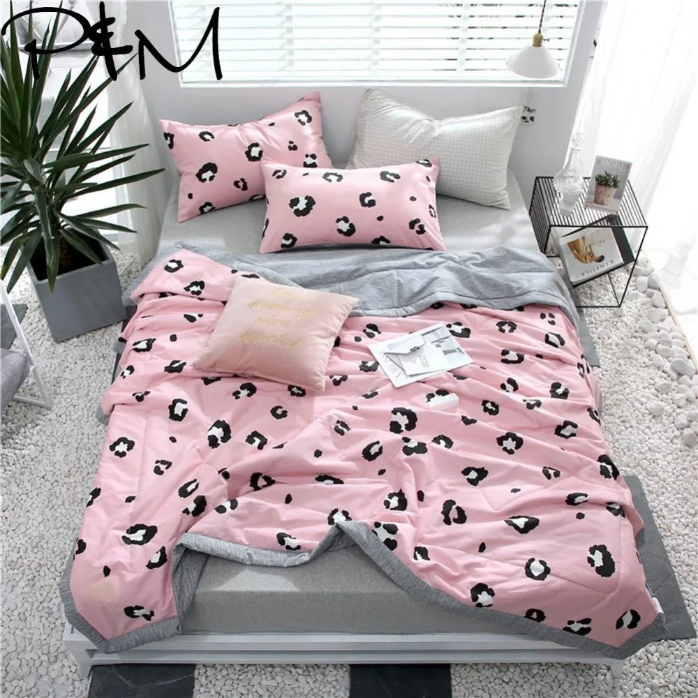 

Papa&Mima Leopard print quilted Summer Comforter NO pillowcases Twin full Queen Size cotton Fabric Air conditioning Quilt