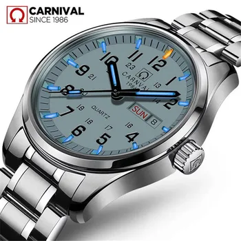 Carnival Dress Business Men Watch Blue Green Tritium Luminous Quartz Wristwatch Full Steel Waterproof Mens Watches reloj hombre 
Carnival Dress Business Men Watch Blue Green Tritium Luminous Quartz Wristwatch Full Steel Waterproof Mens Watches reloj hombre