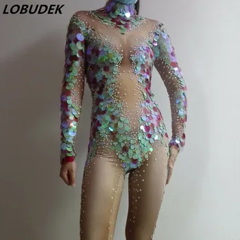 Colorful Fish Scale Sequins Crystals Jumpsuit Elastic Bodysuit Sexy Nightclub Bar DJ Singer Dance Costume Party Show Stage Wear
Colorful Fish Scale Sequins Crystals Jumpsuit Elastic Bodysuit Sexy Nightclub Bar DJ Singer Dance Costume Party Show Stage Wear