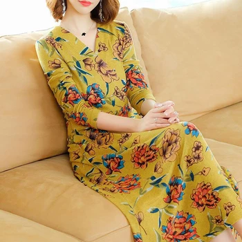 Spring Fall Fashion Womens Floral Pattern Printed Long Sleeve Yellow Long Dress , Female Women 2017 Slim Sash Flower Dresses
Spring Fall Fashion Womens Floral Pattern Printed Long Sleeve Yellow Long Dress , Female Women 2017 Slim Sash Flower Dresses