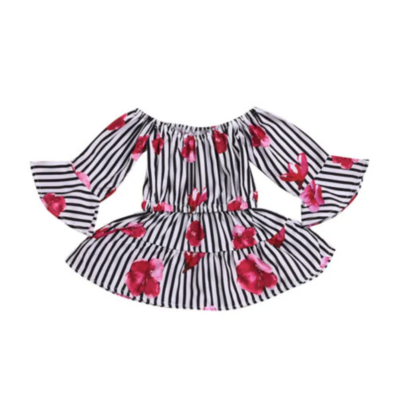 Summer Toddler Kids Girls clothes off shoulder Flower print Striped Princess long sleeve Baby Pageant Mini Dresses one pieces
Summer Toddler Kids Girls clothes off shoulder Flower print Striped Princess long sleeve Baby Pageant Mini Dresses one pieces