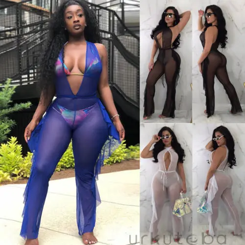 Sexy New Women Summer Bikini Cover Up Sexy Ruffle Solid Color Sheer Jumpsuit Ladies Beach Romper Playsuit
Sexy New Women Summer Bikini Cover Up Sexy Ruffle Solid Color Sheer Jumpsuit Ladies Beach Romper Playsuit
