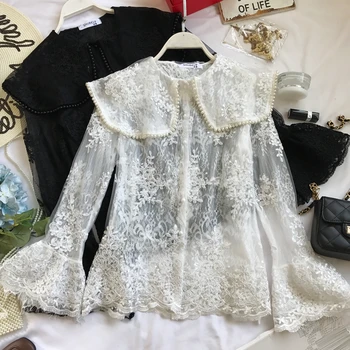 New Spring Summer Fashion Flare Long Sleeve Women Lace Shirts Elegant Beading Shawl Lace Cardigan All-match Basic Tops
New Spring Summer Fashion Flare Long Sleeve Women Lace Shirts Elegant Beading Shawl Lace Cardigan All-match Basic Tops