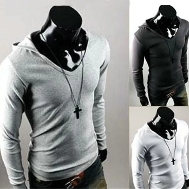 2019 Spring Autumn Fashion New Men's Hooded Long Sleeve T Shirts Man Solid Color V-Neck Slim Tops Men's T-Shirts SSW79
2019 Spring Autumn Fashion New Men's Hooded Long Sleeve T Shirts Man Solid Color V-Neck Slim Tops Men's T-Shirts SSW79