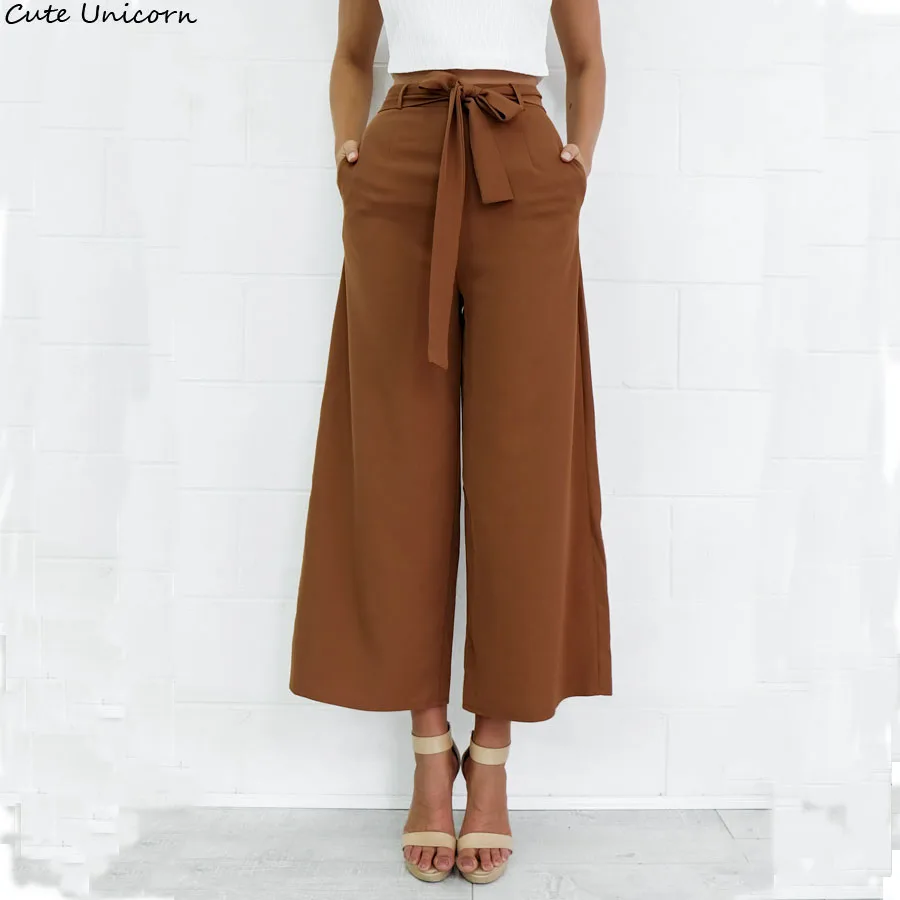 Newest Summer Wide leg Pants Loose Casual Style Leisure brown Black Pants Loose High Waist thin Bow tie Bell Bottom Pant Women
Newest Summer Wide leg Pants Loose Casual Style Leisure brown Black Pants Loose High Waist thin Bow tie Bell Bottom Pant Women