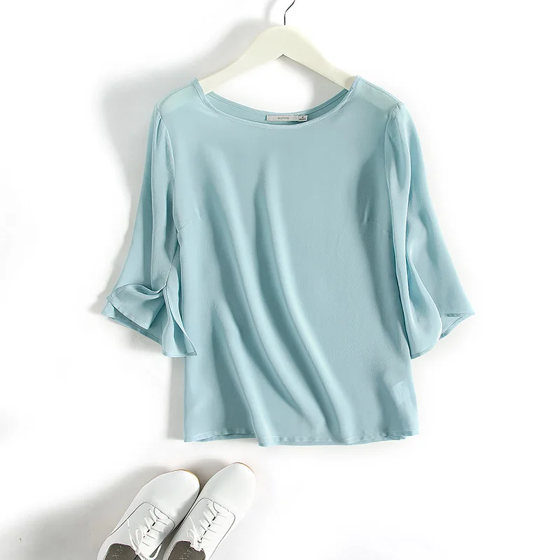 2017 Natural Silk T-shirt Women Loose Summer 100% Mulberry Silk Basic Casual Three-Quarter Sleeve Top M L XL Free Shipping
2017 Natural Silk T-shirt Women Loose Summer 100% Mulberry Silk Basic Casual Three-Quarter Sleeve Top M L XL Free Shipping