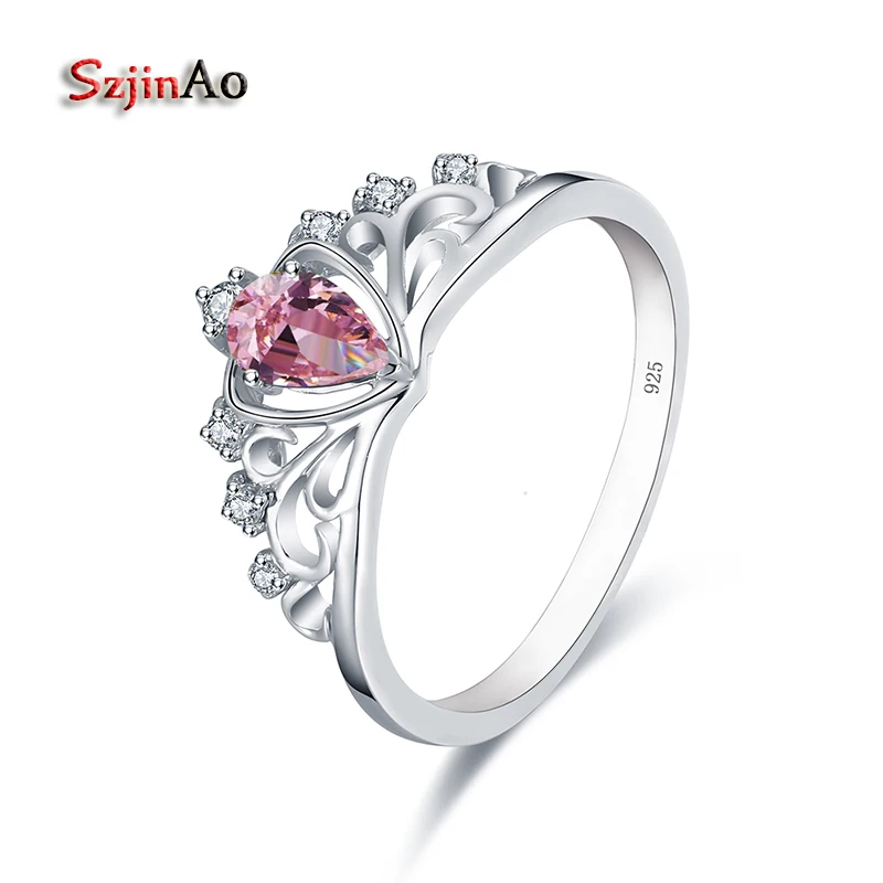 Szjinao Real 925 Sterling Silver Crown Wedding Rings For Women White Gold Color 0.6CT Heart Shape Pink Crystal Fine Jewelry
Szjinao Real 925 Sterling Silver Crown Wedding Rings For Women White Gold Color 0.6CT Heart Shape Pink Crystal Fine Jewelry