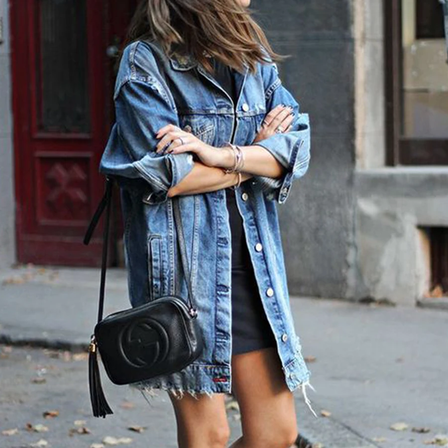 Hole Denim Jacket Female Stylish Autumn Loose Single-Breasted Long Jacket Women Casual Long Sleeve Pocket Blue Denim Top Woman
Hole Denim Jacket Female Stylish Autumn Loose Single-Breasted Long Jacket Women Casual Long Sleeve Pocket Blue Denim Top Woman