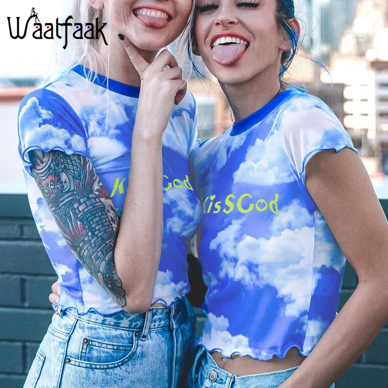 Waatfaak Sky Printed Casual Summer Transparent Mesh Tshirt Women Harajuku T Shirt Short Sleeve Blue Basic Tee Shirt Graphic 2019
Waatfaak Sky Printed Casual Summer Transparent Mesh Tshirt Women Harajuku T Shirt Short Sleeve Blue Basic Tee Shirt Graphic 2019