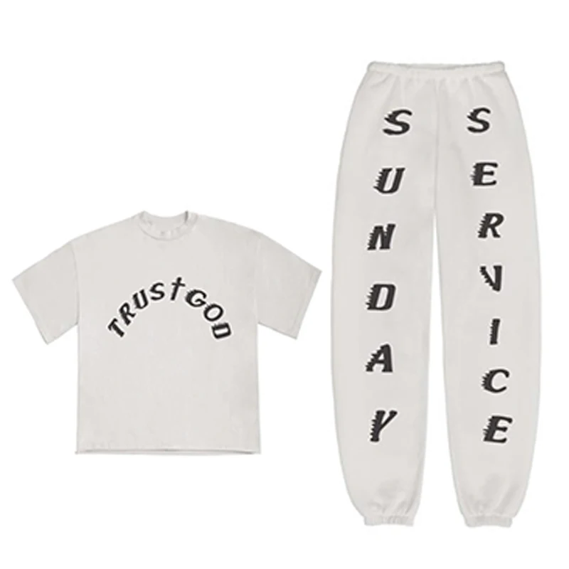 2019 new fashion hip hop Kanye West TRUST GOD T-shirt men's suit cotton 100% 11 letter print T-shirt + trousers
2019 new fashion hip hop Kanye West TRUST GOD T-shirt men's suit cotton 100% 11 letter print T-shirt + trousers