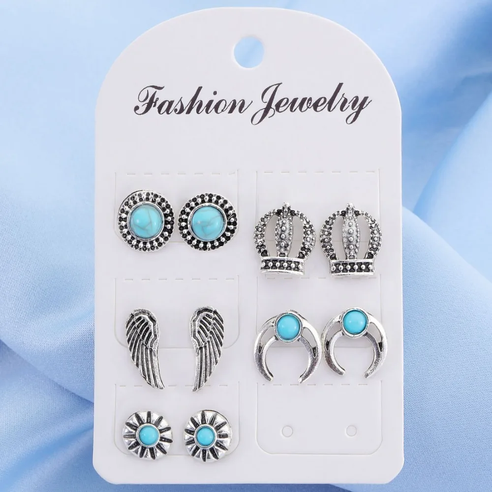 MINHIN Ethnic Silver Earrings Set Women Charms Stud Earring Fashion Statement Earrings Wedding Jewelry Gift Brincos
MINHIN Ethnic Silver Earrings Set Women Charms Stud Earring Fashion Statement Earrings Wedding Jewelry Gift Brincos