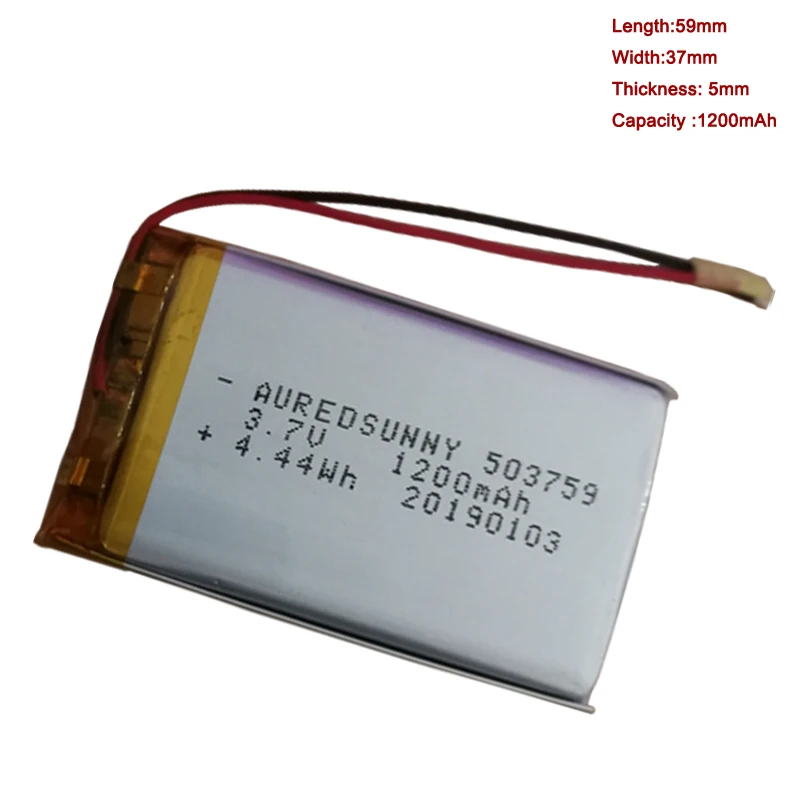 503759 1200mAh lithium polymer battery For Gps Electronic cigarette MP3 Speakers electronics 3.7V Rechargeable batteries
503759 1200mAh lithium polymer battery For Gps Electronic cigarette MP3 Speakers electronics 3.7V Rechargeable batteries