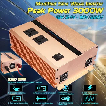 Inverter 12V 220V 1000W 3000W Pe ak Voltage Converter Transformer DC 12V/24V To AC 220V Modified Sine Wave Power Inverter
Inverter 12V 220V 1000W 3000W Pe ak Voltage Converter Transformer DC 12V/24V To AC 220V Modified Sine Wave Power Inverter