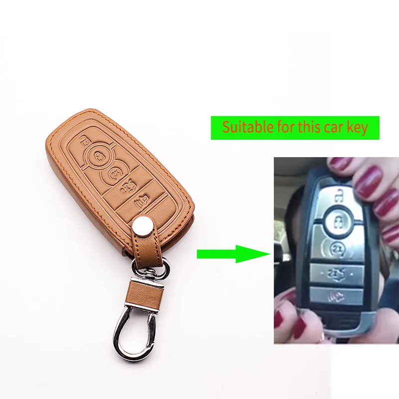 Leather Keychain Keyboard Cover Case Protection for Ford Focus Explorer Taurus Escape Mustang Flex 5-key Keyless Remote | Автомобили и