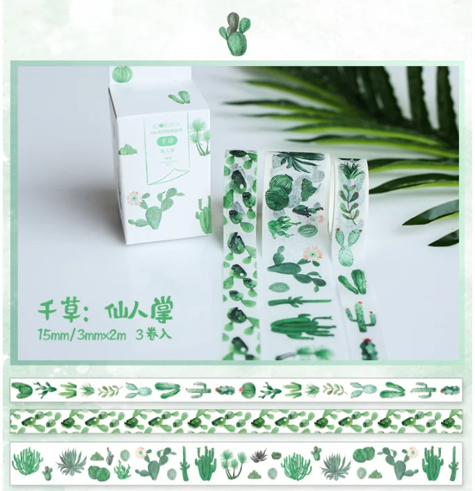 3 pcs/pack Green cactus Decorative Adhesive Tape Masking Washi Tape set DIY Scrapbooking Sticker Label Bullet Journal stationery
3 pcs/pack Green cactus Decorative Adhesive Tape Masking Washi Tape set DIY Scrapbooking Sticker Label Bullet Journal stationery