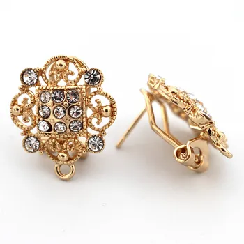 African Earrings Post with Loop Connector Filigree Flower Paved Rhinestone Findings DIY Metal Middle East Women Wedding Earrings
African Earrings Post with Loop Connector Filigree Flower Paved Rhinestone Findings DIY Metal Middle East Women Wedding Earrings