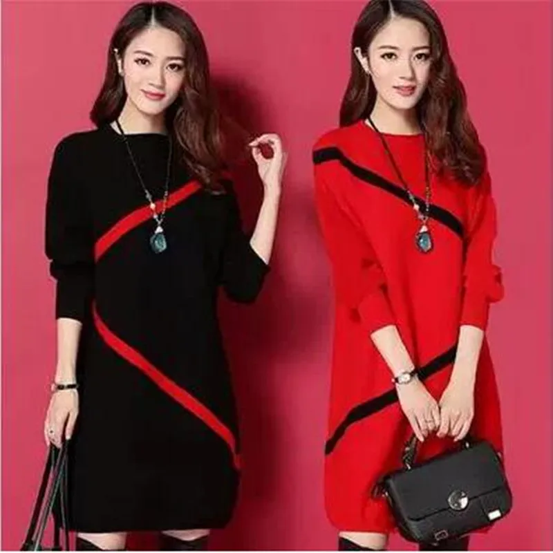 2019 Thickened Winter Long-sleeved Round-collar Slimming Dress Loose and Medium-long Bottom Sweater dress
2019 Thickened Winter Long-sleeved Round-collar Slimming Dress Loose and Medium-long Bottom Sweater dress