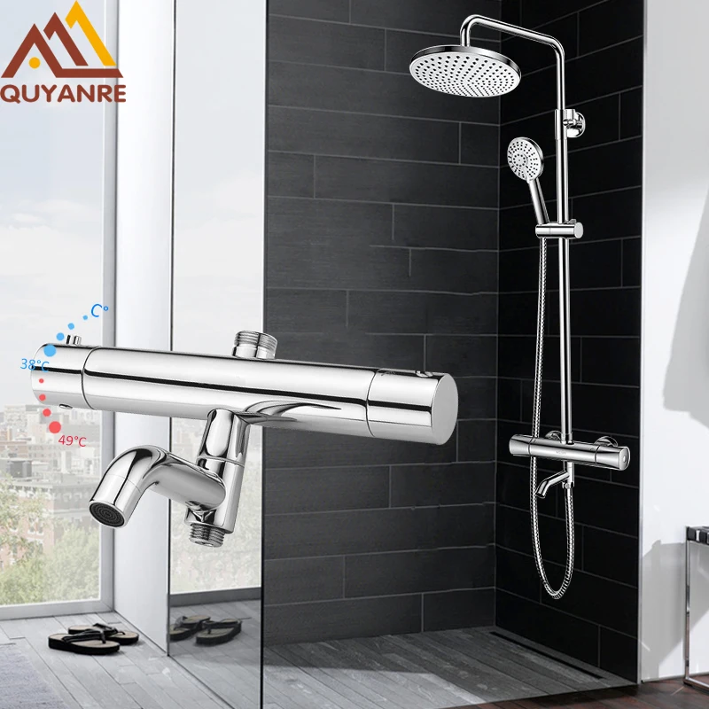 quyanre wanfan gappo shower Faucets bathtub faucet thermostatic bathroom shower faucet bath mixer wall mounted rainfall shower set mixer tap1131