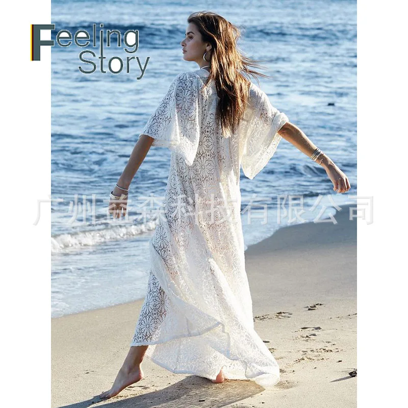 Boho Chic White Maxi Lace Dress Floor-Length See Through Dress Loose Print Sexy Hollow Out Vestido Womens Summer Dresses Beach
Boho Chic White Maxi Lace Dress Floor-Length See Through Dress Loose Print Sexy Hollow Out Vestido Womens Summer Dresses Beach