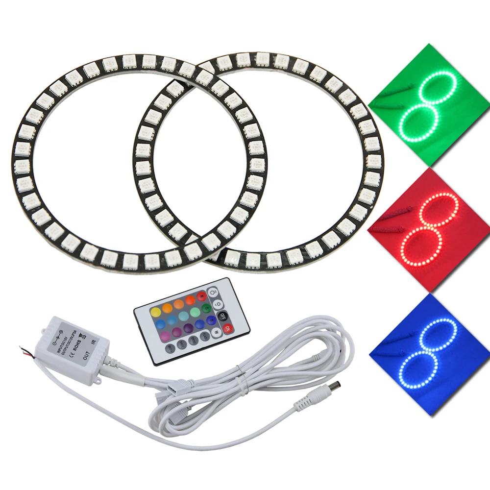 1 Pair IR Remote Control 40mm 50mm 66m 72mm 75mm 80mm 90mm 100mm 120mm LED colorful Halo Ring RGB Car Angel Eyes Light Headlight
1 Pair IR Remote Control 40mm 50mm 66m 72mm 75mm 80mm 90mm 100mm 120mm LED colorful Halo Ring RGB Car Angel Eyes Light Headlight