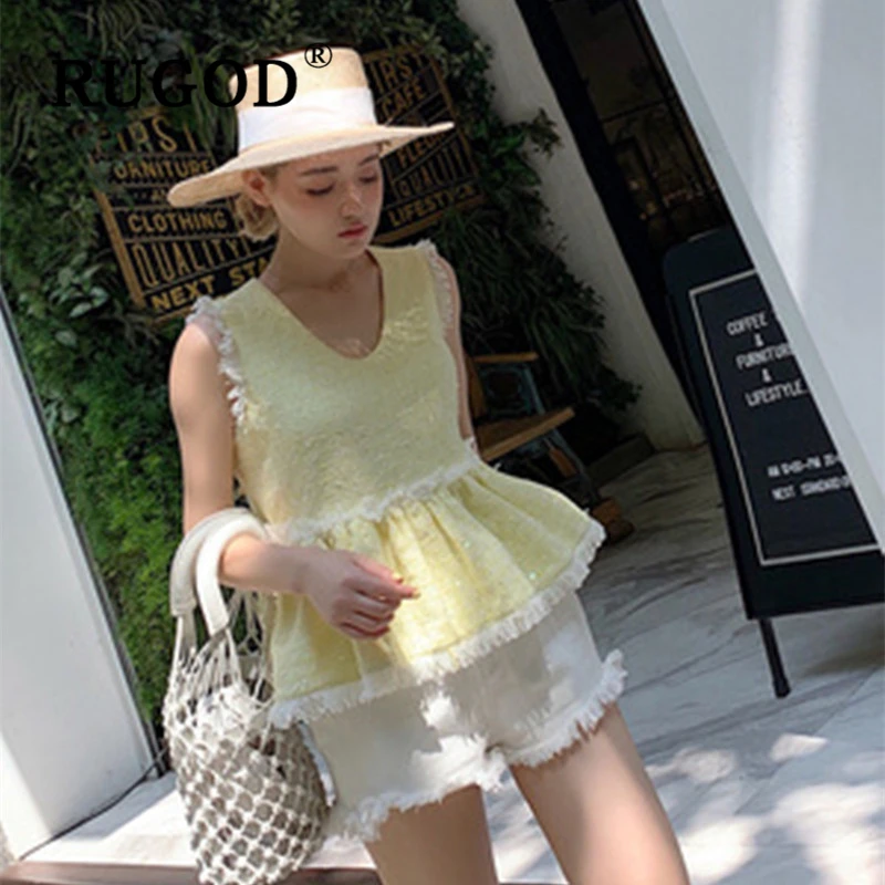 RUGOD Korean sweet tassel women blouse Elegant ruffles V neck sleeveles tops and blouse Fashion summer ladies shirts female
RUGOD Korean sweet tassel women blouse Elegant ruffles V neck sleeveles tops and blouse Fashion summer ladies shirts female