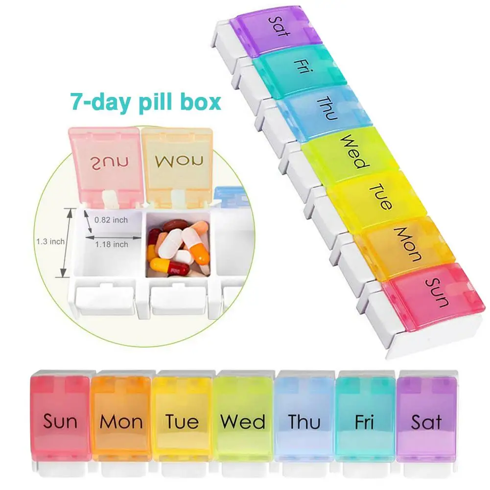 Weekly Pill Case Travel 7 Day Pill Box Case Pill Medicine Box Holder Storage Organizer Container Case Pill Box Splitters
Weekly Pill Case Travel 7 Day Pill Box Case Pill Medicine Box Holder Storage Organizer Container Case Pill Box Splitters