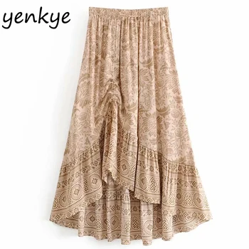 Holiday Summer Skirts Womens Vintage Print Asymmetric Skirt Female Tassel Drawstring Elastic High Waist Long Skirt jupe longue
Holiday Summer Skirts Womens Vintage Print Asymmetric Skirt Female Tassel Drawstring Elastic High Waist Long Skirt jupe longue