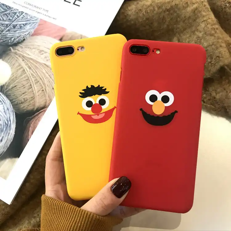 セサミストリートかわいい漫画クッキーエルモマットハードカバーケース Iphone 6 6 S S プラス 7 7 プラス 8 8 プラス X 色電話ケースの Capa Gooum