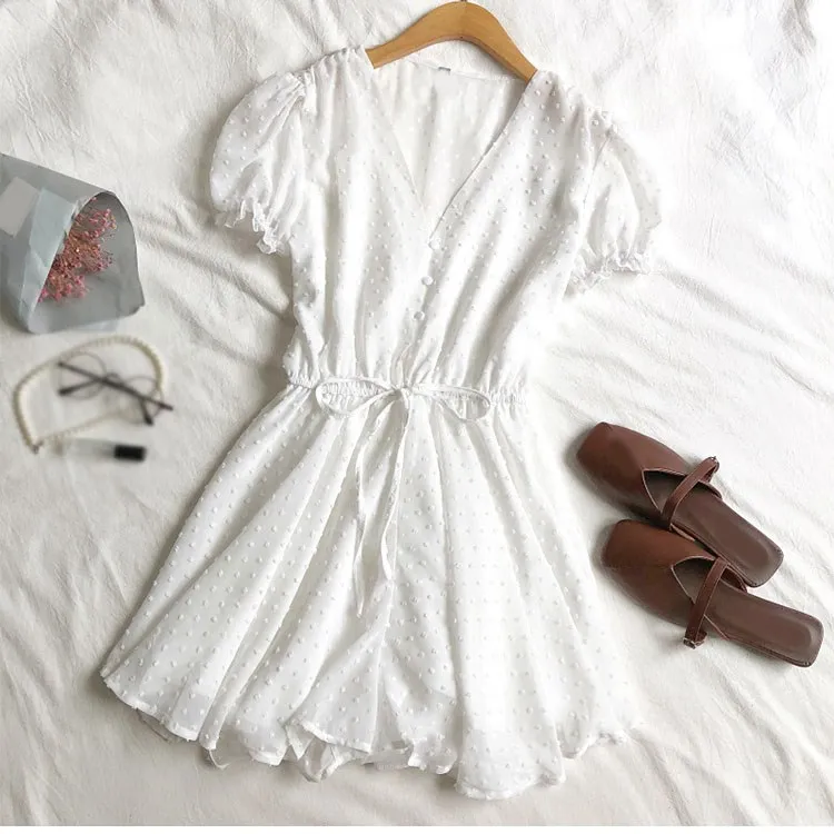 Summer Women Short Jumpsuits Puff Sleeve V-Neck Loose Overalls Elegant Waist Drawstring Beach Rompers
Summer Women Short Jumpsuits Puff Sleeve V-Neck Loose Overalls Elegant Waist Drawstring Beach Rompers