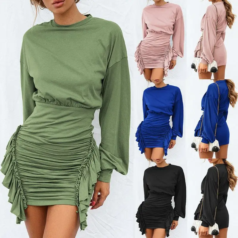 Women Ladies Sexy Bodycon Dress Mini O-Neck Long Batwing Sleeve Frill Wrap Short Party Club Dress Women
Women Ladies Sexy Bodycon Dress Mini O-Neck Long Batwing Sleeve Frill Wrap Short Party Club Dress Women