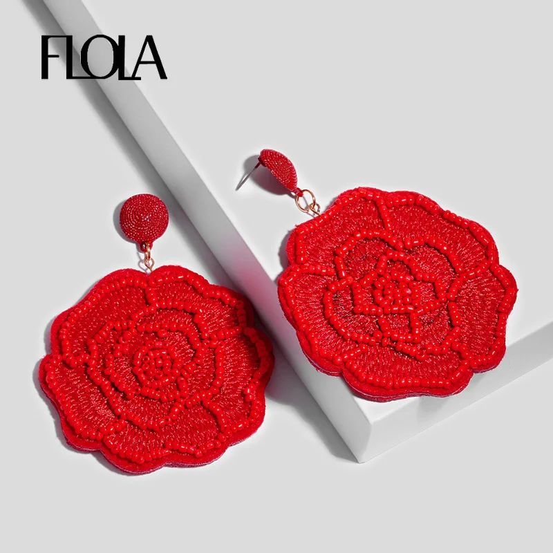 FLOLA Big Red Earrings Large Flower Beaded Dangle Earrings for Woman Ethnic Vintage Jewelry Statement Za Drop Earring ersp51
FLOLA Big Red Earrings Large Flower Beaded Dangle Earrings for Woman Ethnic Vintage Jewelry Statement Za Drop Earring ersp51