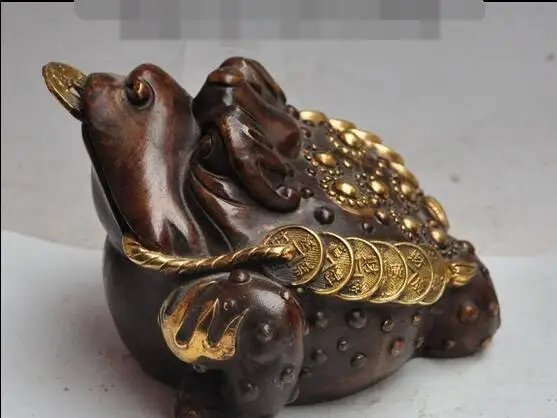 free 7"China feng shui bronze gilt wealth money coin Golden Toad Spittor Lucky statue fast
free 7"China feng shui bronze gilt wealth money coin Golden Toad Spittor Lucky statue fast
