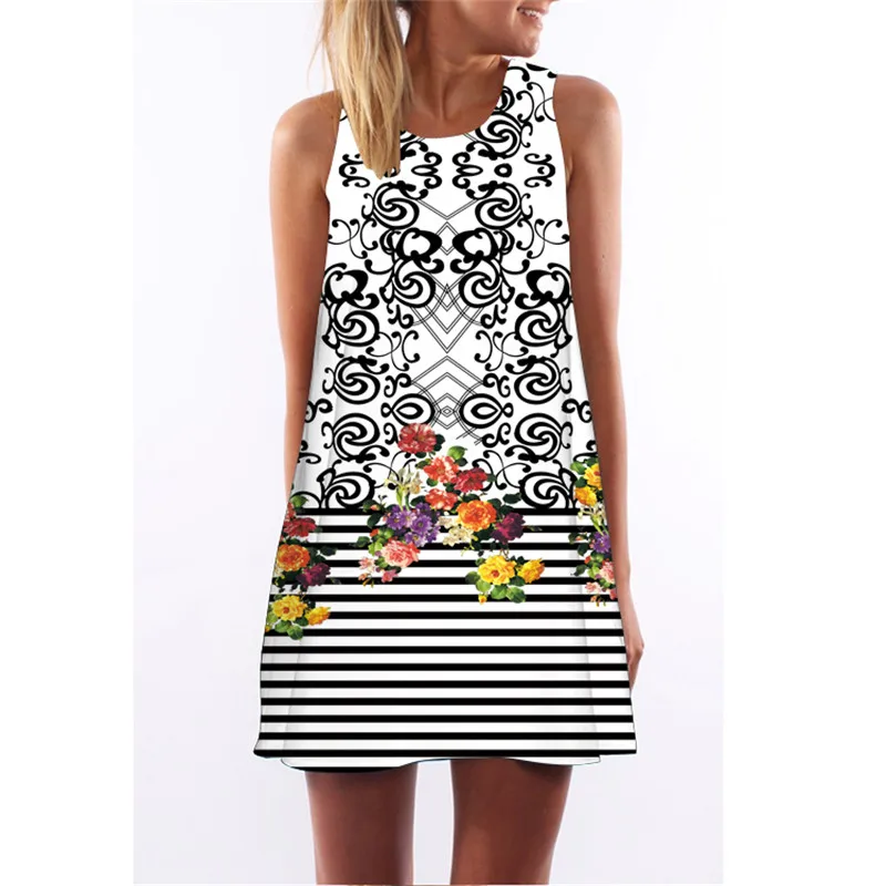 MEIBONA Casual Summer Women Dress Sleeveless Round Neck Slim Short Dress Lady Striped T Shirt Tank Dresses Robe Femme 
MEIBONA Casual Summer Women Dress Sleeveless Round Neck Slim Short Dress Lady Striped T Shirt Tank Dresses Robe Femme