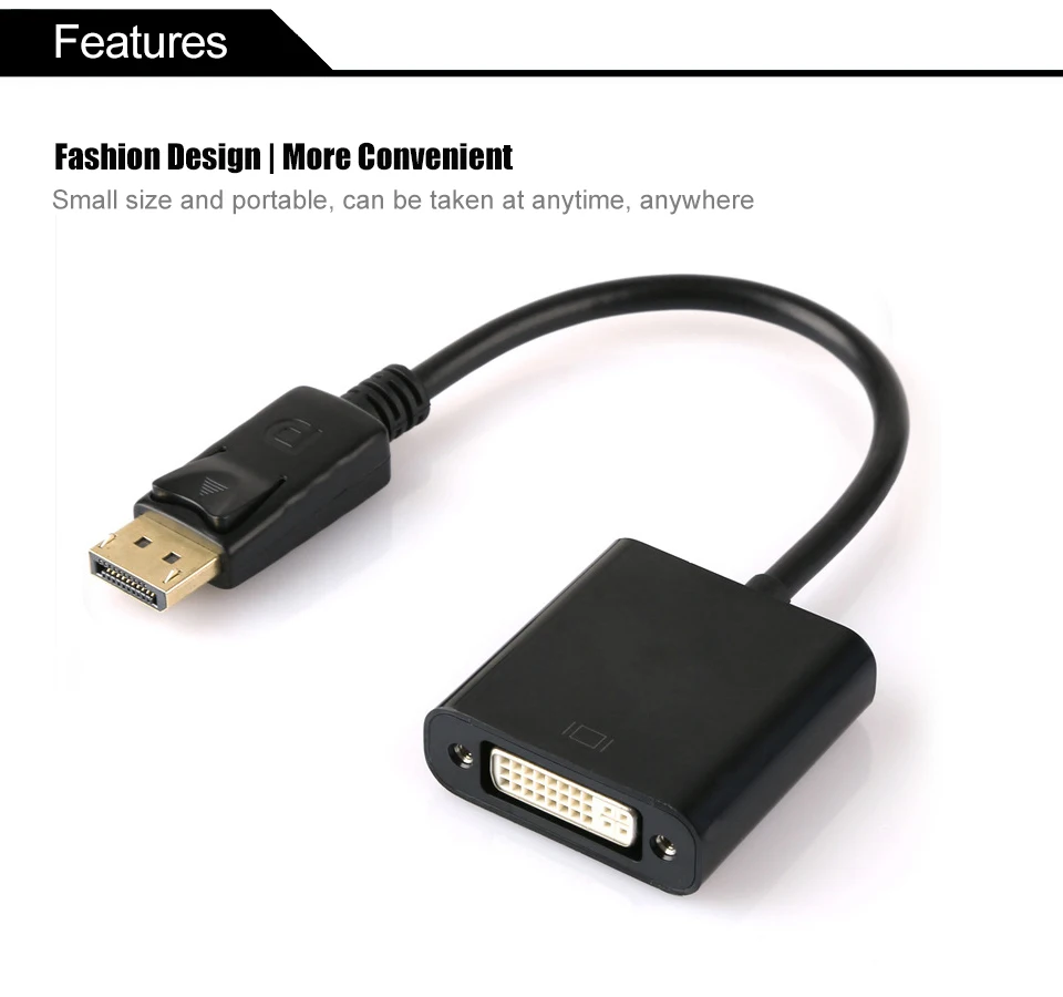 DP to DVI Adapter DisplayPort to DVI 24+5 Cable Adapter Converter Male to Female Support 1080P for Monitor Projector Displays (5)