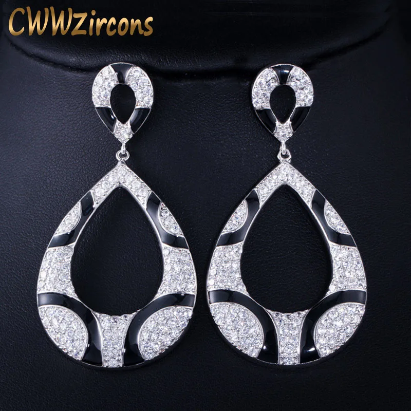 CWWZircons Sparkling Cubic Zirconia Paved Black Snake Print Statement Big Drop Earrings for Women Party Dress Accessories CZ456
CWWZircons Sparkling Cubic Zirconia Paved Black Snake Print Statement Big Drop Earrings for Women Party Dress Accessories CZ456