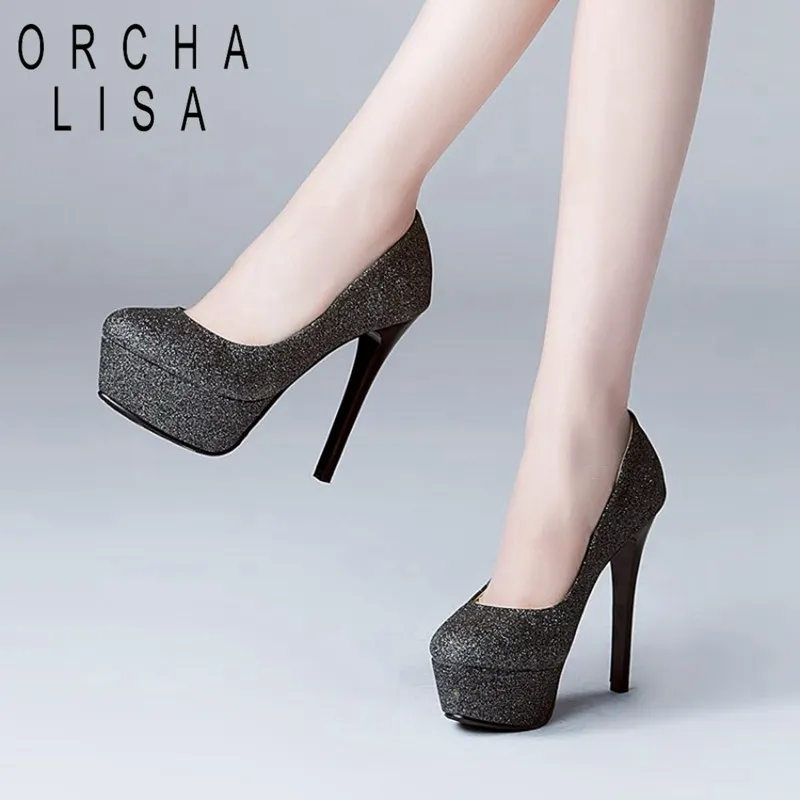 ORCHA LISA Woman Platform pumps ultra high heels 13cm Lady work stilettos shoes Sexy wedding party pumps giltter
ORCHA LISA Woman Platform pumps ultra high heels 13cm Lady work stilettos shoes Sexy wedding party pumps giltter
