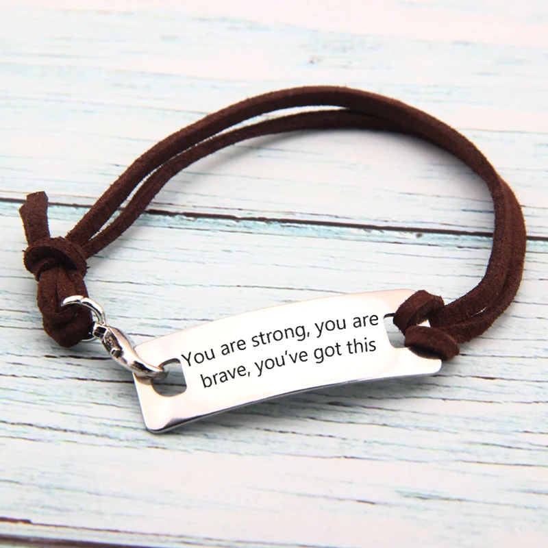 Inspirational Words Leather Bracelet You Are Strong Brave You`ve Got This Gift Toggle Clasp Trendy Cool Present Family Keepsake
Inspirational Words Leather Bracelet You Are Strong Brave You`ve Got This Gift Toggle Clasp Trendy Cool Present Family Keepsake