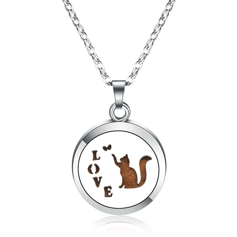 New LOVE Cat Aroma Diffuser Lockets Necklace Pendant Stainless Steel Perfume Essential Oil Diffuser Lockets Aromatherapy Jewelry
New LOVE Cat Aroma Diffuser Lockets Necklace Pendant Stainless Steel Perfume Essential Oil Diffuser Lockets Aromatherapy Jewelry