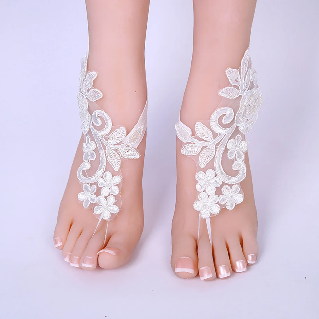 

2019 New Fashion Ankle Bracelet 1 Pair Barefoot Sandals Lace Flower Leaf Anklet Foot Chain Foot Jewelry for Women Wedding Beach