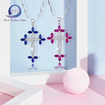 Merthus 925 Sterling Silver Necklace with Red and Blue Cross Pendant Necklaces for Fashion Women Length 45CM
Merthus 925 Sterling Silver Necklace with Red and Blue Cross Pendant Necklaces for Fashion Women Length 45CM