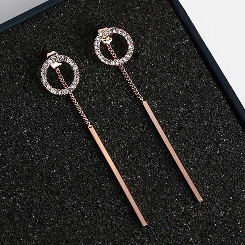 2018 Fashion Sweet Rose Gold Rhinestone Geometric Round Circle Metal Long Chain Strip Dangle Earrings for Women Gift Pendientes
2018 Fashion Sweet Rose Gold Rhinestone Geometric Round Circle Metal Long Chain Strip Dangle Earrings for Women Gift Pendientes