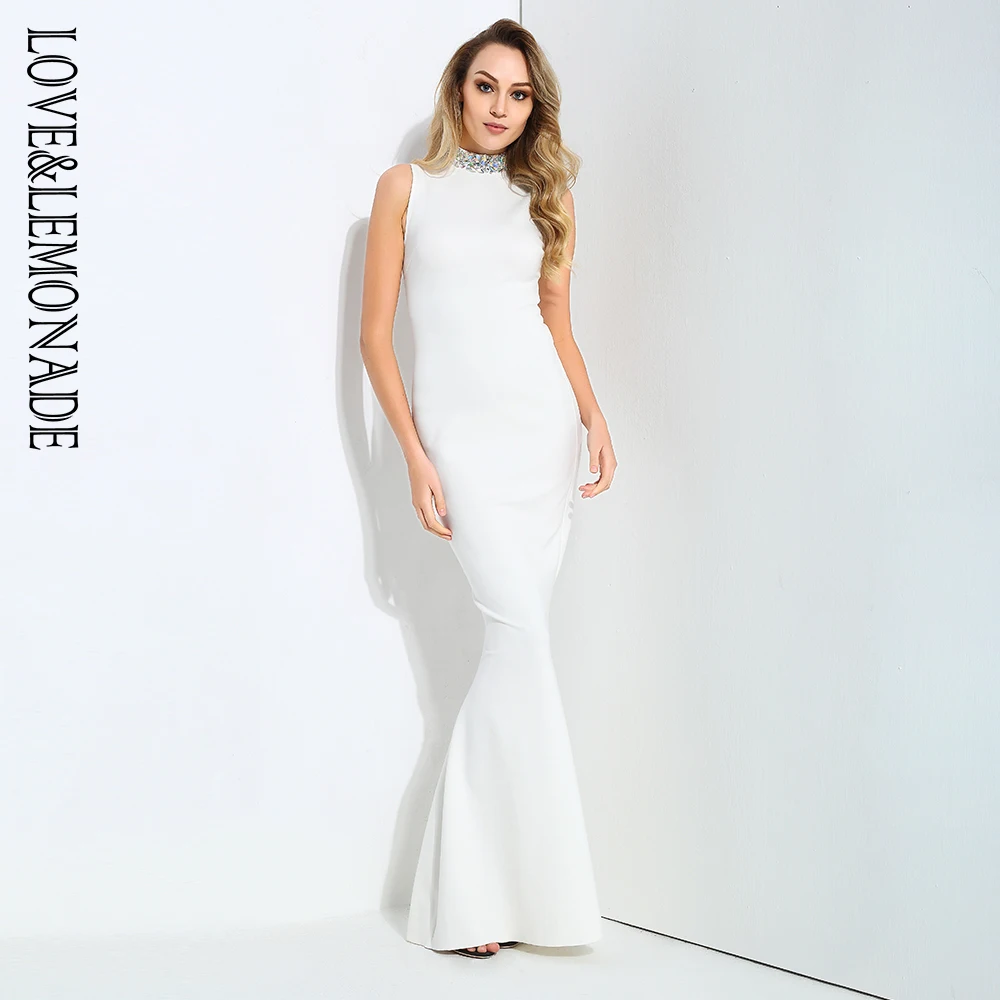 Love&Lemonade White Collar Color Beaded Decoration Slim Tail Shape Long Dress LM1031
Love&Lemonade White Collar Color Beaded Decoration Slim Tail Shape Long Dress LM1031